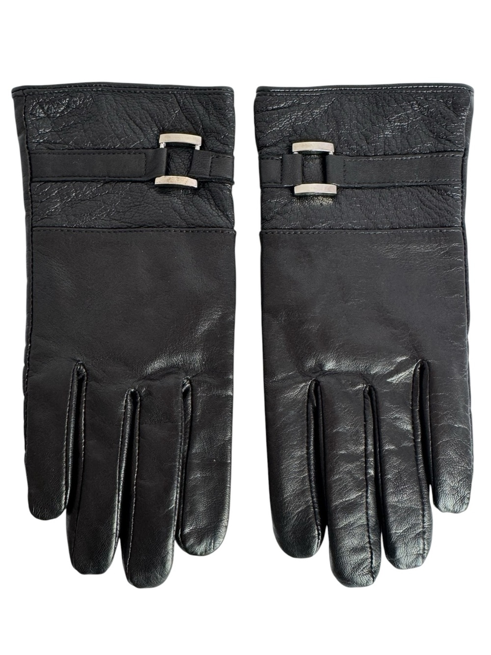 Soft Genuine Leather Driving Gloves Womens Medium Black Lined Winter Fall